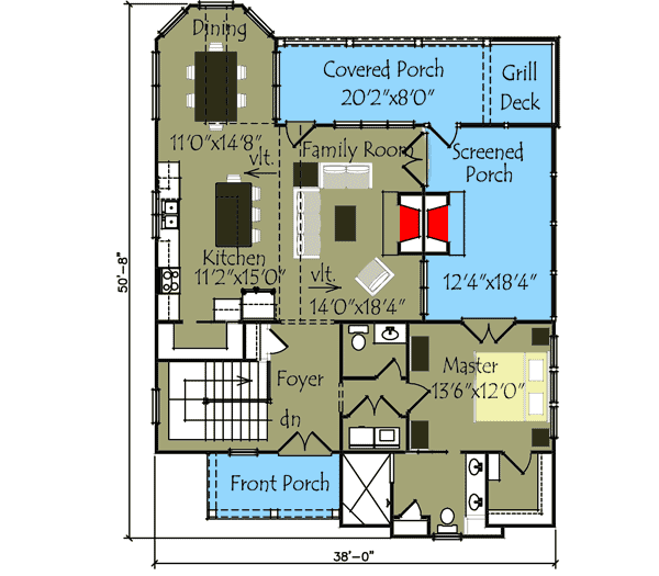 Plan 92322MX: Lake House Plan With 4 Bunks and 3 Bedrooms - 2347 Sq Ft - Floor Plan - Main Level - Cottage, Country, Mountain, Rustic