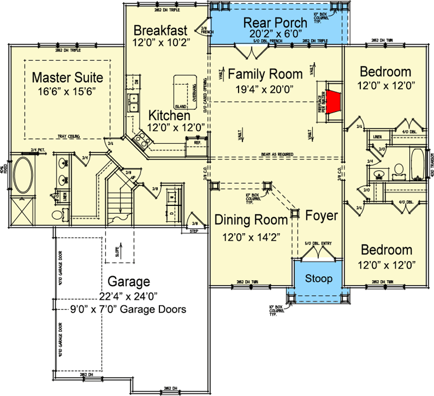 Plan 92326MX: Rustic Mountain Cottage with Vaulted Family Room - Floor Plan - Garage Side Entry Option - Cottage, Country, Craftsman, Mountain, Rustic