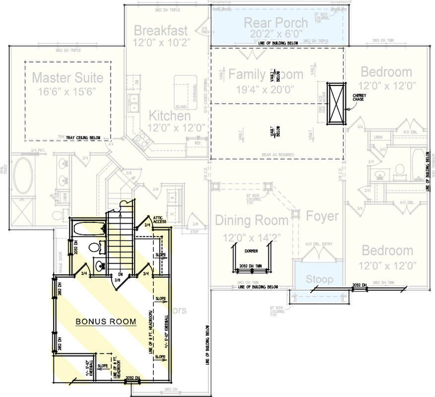 Plan 92326MX: Rustic Mountain Cottage with Vaulted Family Room - Floor Plan - Bonus Room - Cottage, Country, Craftsman, Mountain, Rustic