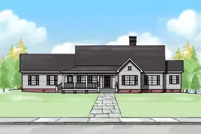 Single-Story Country House Plan with Wrap-Around Porch - 2011 Sq Ft