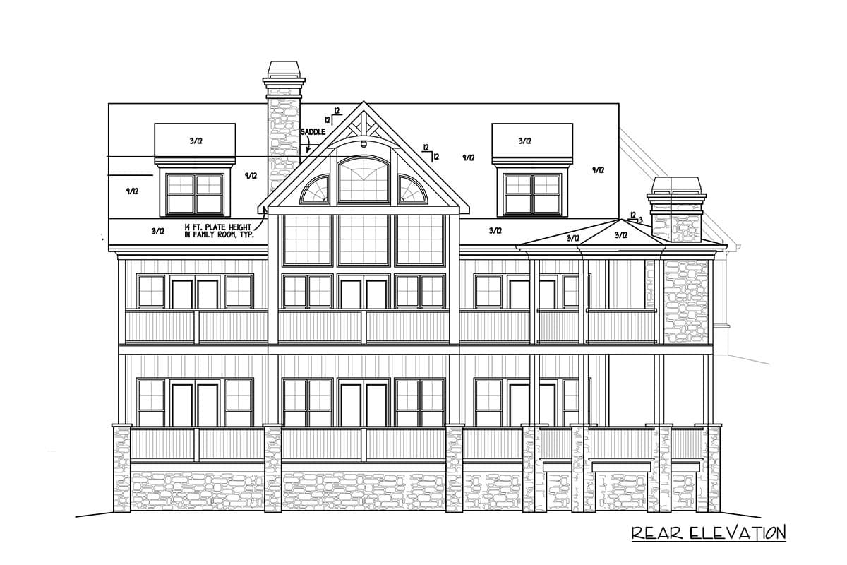 Plan 92350MX: Lake House Plan with Stacked Rear Porches - 2618 Sq Ft - Image #25 - Craftsman, Mountain, Rustic