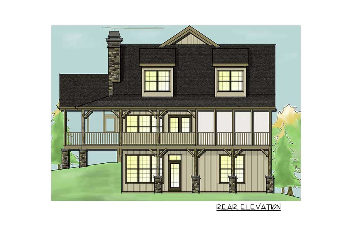 Plan 92354MX: Rustic Country Home Plan with Bunk Room - 1402 Sq Ft - Image #9 - Cottage, Country, Mountain, Rustic