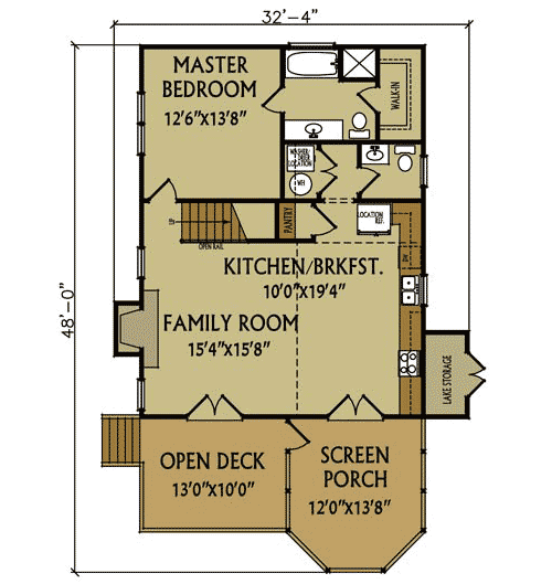 Plan 92356MX: Cabin Escape with Gazebo-Type Porch - 1380 Sq Ft - Floor Plan - Main Level - Cabin, Cottage, Mountain, Rustic