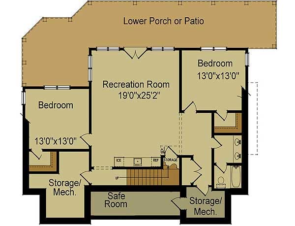 Plan 92362MX: Mountain and Lake Escape Home Plan - 2850 Sq Ft - Floor Plan - Lower Level - Cottage, Mountain, Rustic