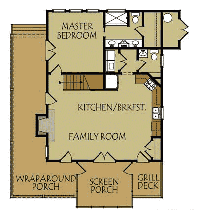 Plan 92364MX: Rustic Retreat With Wraparound Porch - 1501 Sq Ft - Floor Plan - Main Level - Cabin, Cottage, Country, Mountain, Rustic
