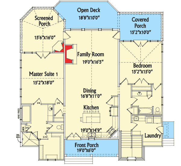 Plan 92367MX: Mountain Cottage House Plan Under 2000 Square Feet with Drive-Under Garage - Floor Plan - Main Level - Craftsman, Mountain, Rustic