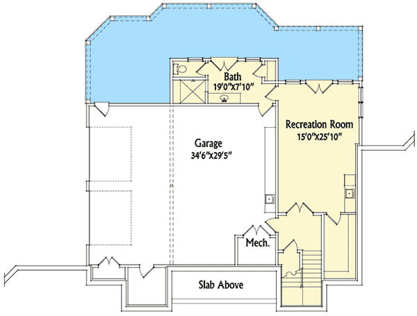 Plan 92367MX: Mountain Cottage House Plan Under 2000 Square Feet with Drive-Under Garage - Floor Plan - Lower Level - Craftsman, Mountain, Rustic