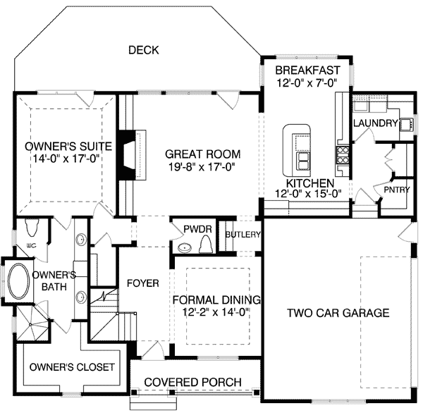 Plan 93005EL: Comes in Three Styles - Floor Plan - Main Level - Craftsman