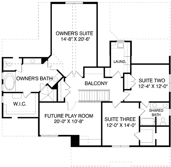 Plan 93007EL: Modern Tudor Home Plan with 3-Car Side-Entry Garage - Floor Plan - 2nd Floor - European, Tudor