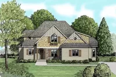 4-Bed House Plan with a Touch of Craftsman