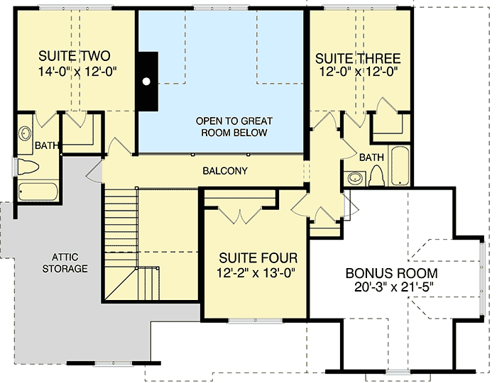 Plan 9301EL: Comes in Two Sizes - Floor Plan - 2nd Floor - Craftsman, European