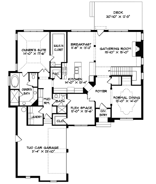 Plan 93028EL: European Home With Flex Space - Floor Plan - Main Level - European