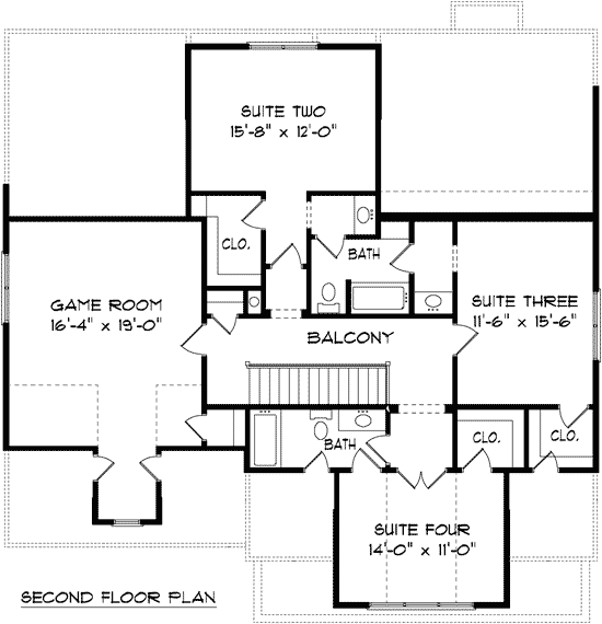 Plan 93042EL: Master Down with Exterior Options - Floor Plan - 2nd Floor - Craftsman, Northwest