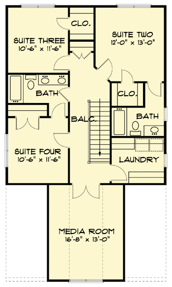 Plan 93049EL: English Tudor Bungalow Plan - Floor Plan - 2nd Floor - Cottage, European, Tudor