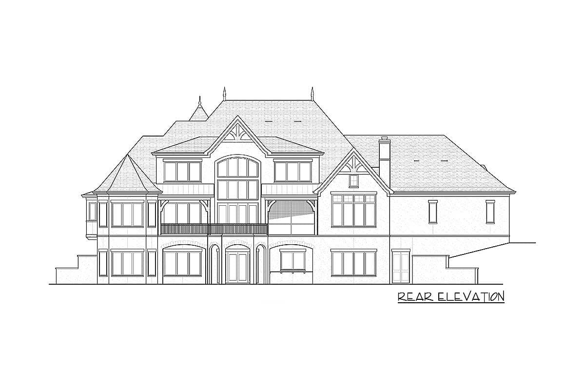 Plan 93086EL: Tudor Mansion for Sloping Lot - 4000 Sq FT - Image #9 - European, French Country, Tudor