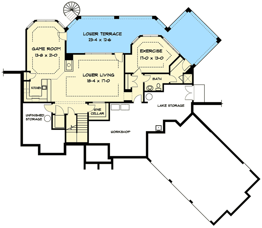 Plan 93087EL: Spacious European House Plan with Extras - Floor Plan - Lower Level - European, French Country