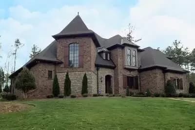 European House Plan with Unique Angles