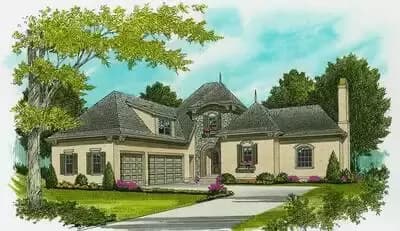 4 Bed House Plan with French Country Style