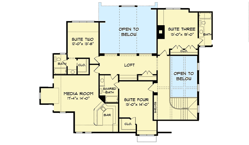 Plan 9318EL: Classic Shingle Style Home Plan - Floor Plan - 2nd Floor - Coastal, Shingle