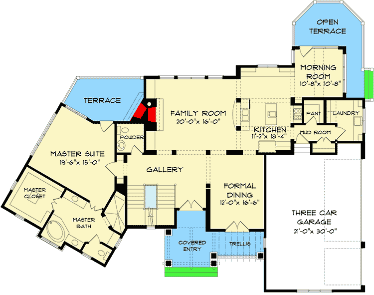 Plan 9322EL: Stunning Exterior - Floor Plan - Main Level - European, Tudor