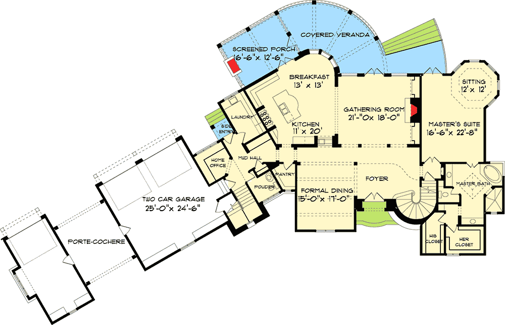 Plan 9323EL: French Country Estate Home Plan - Floor Plan - Main Level - European, French Country