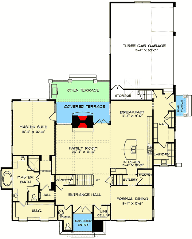 Plan 9329EL: Craftsman With Great Exterior - Floor Plan - Main Level - Craftsman, European, Tudor