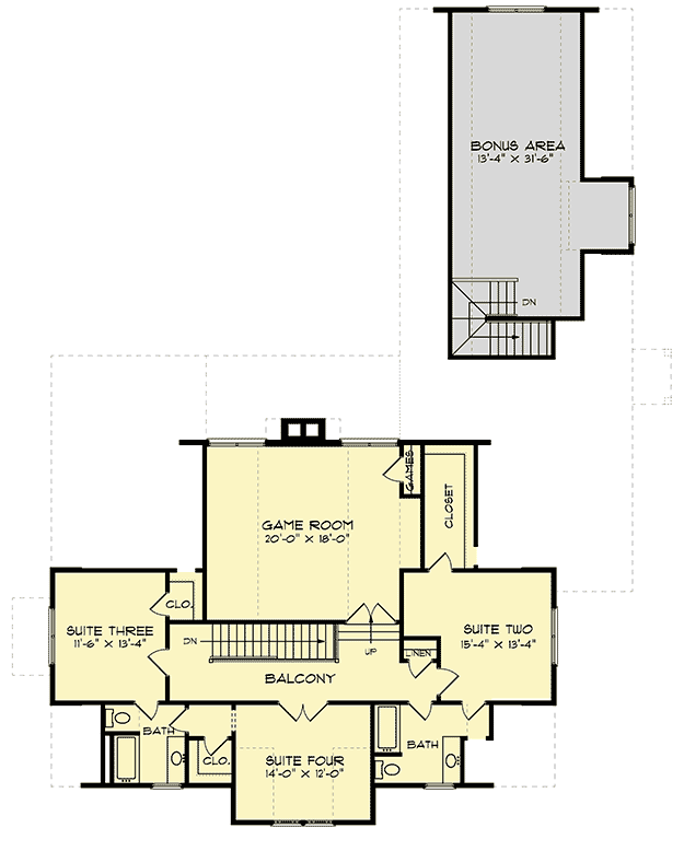 Plan 9329EL: Craftsman With Great Exterior - Floor Plan - 2nd Floor - Craftsman, European, Tudor