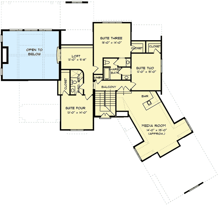 Plan 9331EL: 4-Bed French Country Home Plan with Angled 3-Car Garage - Floor Plan - 2nd Floor - European, French Country