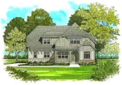 Rustic Shingle-style House Plan with Upstairs Bedrooms