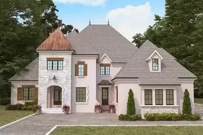 European Style Home Plan with Covered Entry