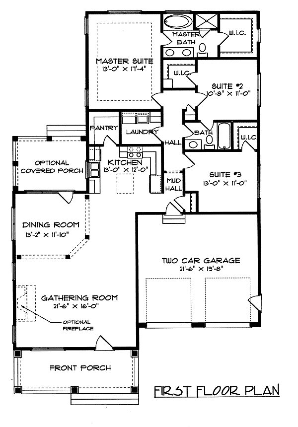 Plan 9352EL: Pretty Front Porch - Floor Plan - Main Level - Cottage, Country, Craftsman, Shingle