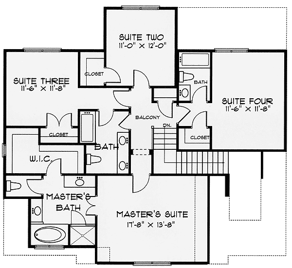 Plan 9362EL: A Touch of Tudor - Floor Plan - 2nd Floor - European, Tudor