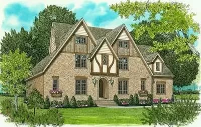 European House Plan with 2-Story Great Room