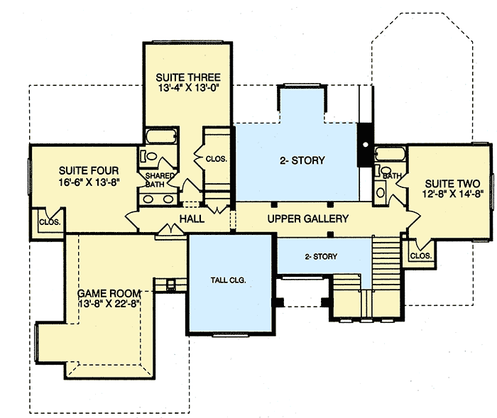 Plan 9385EL: European Home Plan with Three Car Garage - Floor Plan - 2nd Floor - European