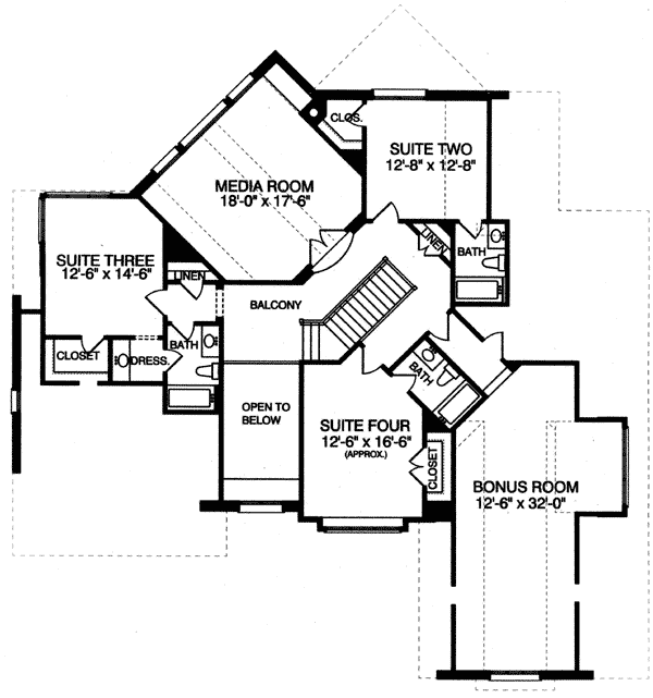 Plan 9390EL: Flexible English Manor - Floor Plan - 2nd Floor - European, Tudor
