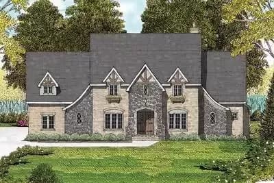 European Style House Plan with Room for Expansion