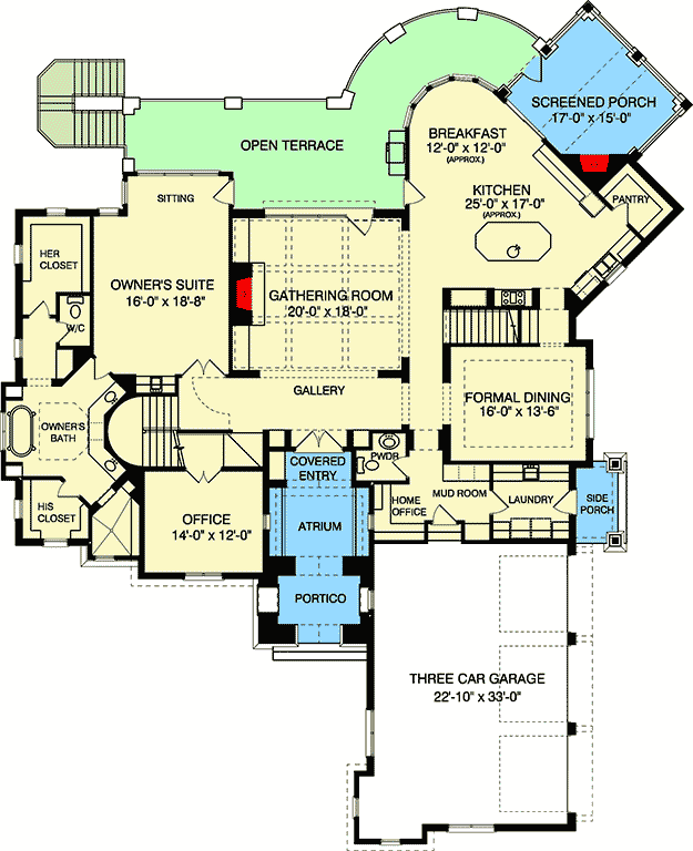 Plan 9394EL: Unique European House Plan - Floor Plan - Main Level - European