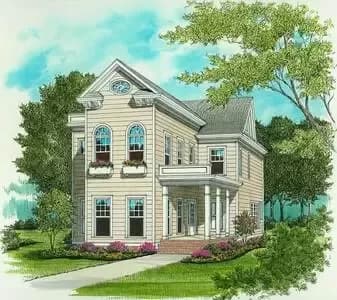 Four Bedroom Narrow Lot Home with Stacked Porches - 2214 Sq Ft