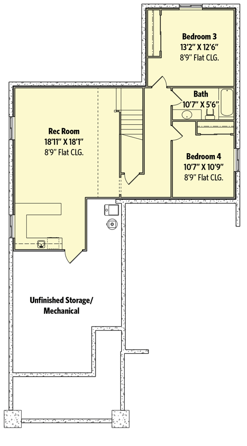 Plan 95019RW: Craftsman Cottage With Sturdy Front Porch - Floor Plan - Lower Level - Bungalow, Cottage, Country, Craftsman, Northwest, Rustic