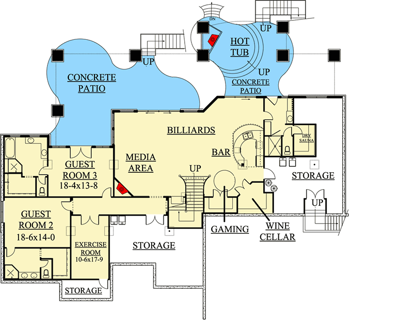 Plan 9522RW: Luxury Lower Level - Floor Plan - Lower Level - Craftsman, Mountain, Rustic