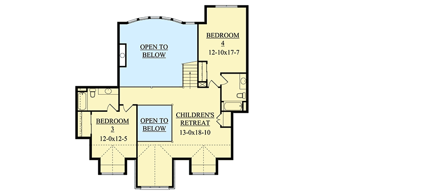 Plan 9529RW: Sunken Family Room and a Children's Retreat - Floor Plan - Second Level - European, French Country, Mountain, Rustic