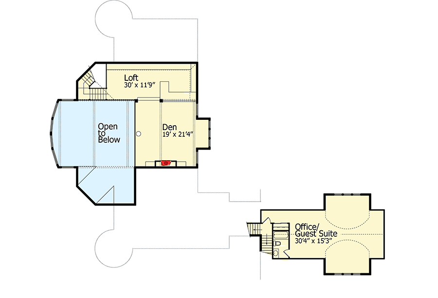 Plan 9534RW: The Wow Factor! - Floor Plan - 2nd Floor - Contemporary, Mountain, Rustic, Vacation
