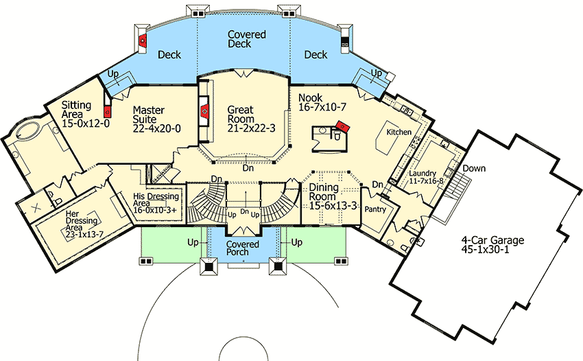 Plan 9536RW: Mountain Majesty - Floor Plan - Main Level - Craftsman, Mountain, Rustic