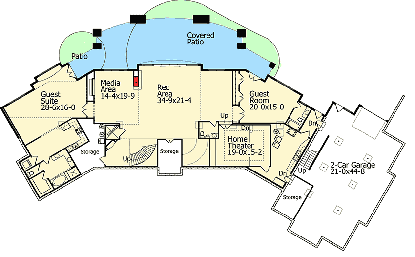 Plan 9536RW: Mountain Majesty - Floor Plan - Lower Level - Craftsman, Mountain, Rustic