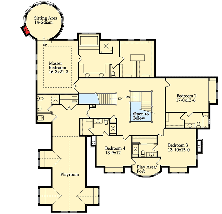 Plan 9543RW: Three Levels of Luxury - Floor Plan - Second Level - Craftsman, Mountain, Northwest, Rustic, Traditional