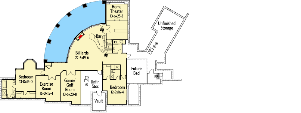 Plan 9544RW: Palatial French Country - Floor Plan - Lower Level - European, French Country, Rustic, Traditional