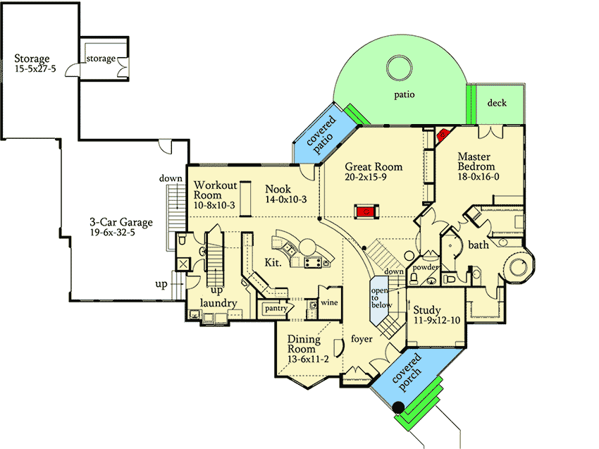 Plan 9545RW: Stunning Contemporary Show-Stopper - Floor Plan - Main Level - Contemporary, Modern, Prairie, Rustic