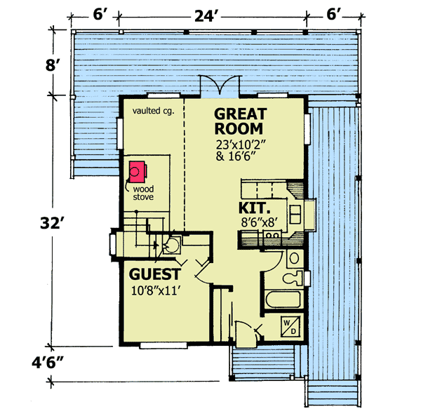 Plan 9805SW: Vacation Hideaway - Floor Plan - Main Level - Cabin, Cottage, Mountain, Rustic, Vacation
