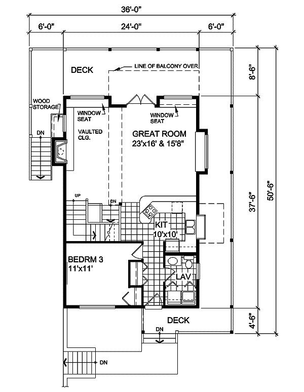 Plan 9807SW: Rustic Retreat - Floor Plan - Main Level - Cabin, Cottage, Country, Mountain, Rustic