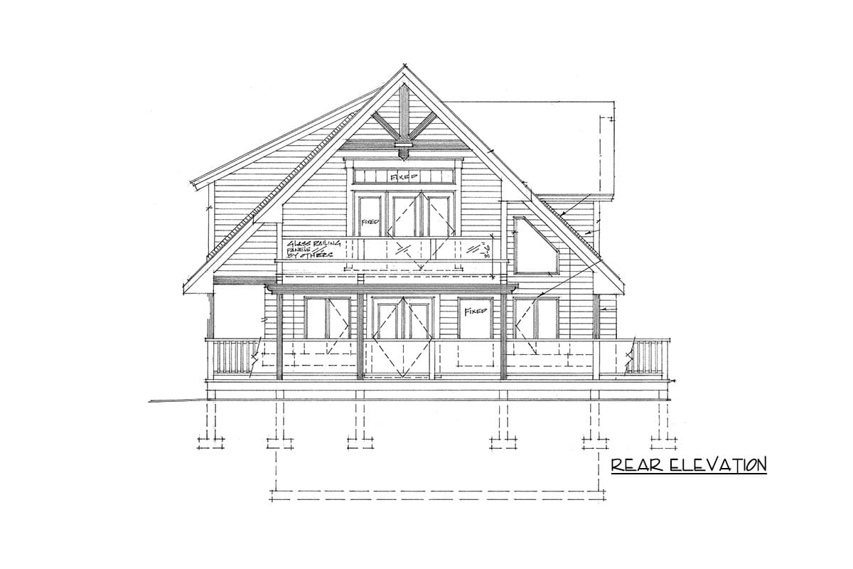 Plan 9811SW: Lake or Mountain House Plan with Viewing Decks on Both Floors - 1904 Sq Ft - Image #5 - Cabin, Cottage, Mountain, Rustic